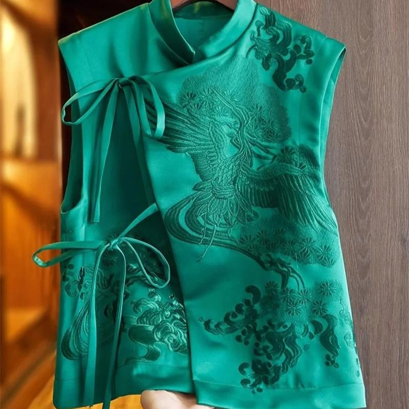 Women's Jackets Women Vest Chinese Embroidery Chinese Vest vest Female Design Sense Fashion Vest National Style Buckle Female