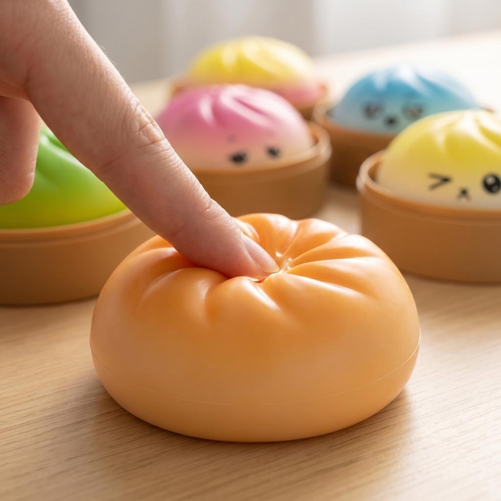 Dumpling Toy, Giant Glitter Dumpling, Colorful Dumplings Stress Balls Sensory Toy,Dough Ball Stress Relief Hand Toys With Food Steamer (Random Color)