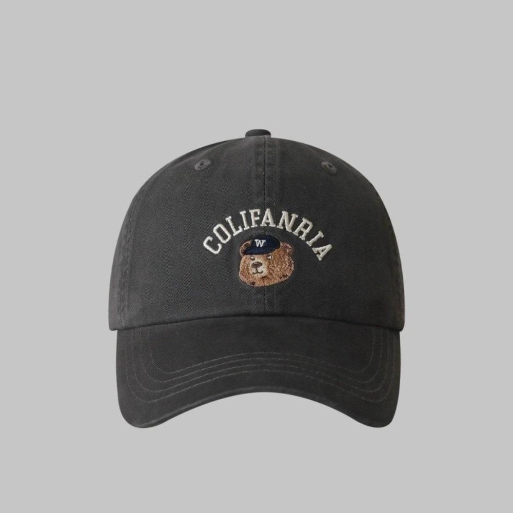 Solid Color Men Women Baseball Cap Korean Snapback Hat Casual Bear Embroidery Cap  Teenagers