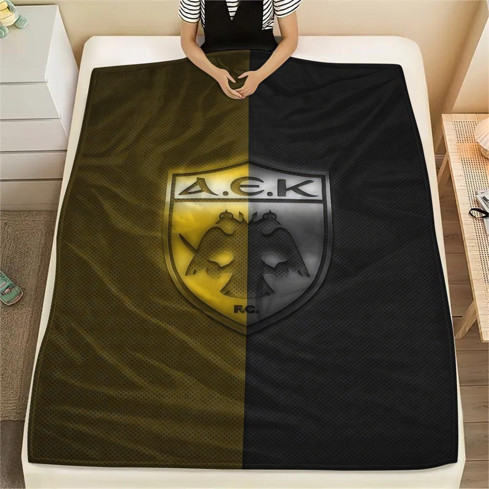Coperta in Flanella con Logo AEK Atene F.C., Alta Qualità, Confortevole per Tutte le Stagioni, Arredamento per la Casa, Calore e Comfort