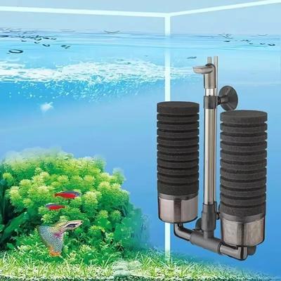 Black Submersible Foam Filter No Noise Absorbs Dirt Biochemical Sponge Filter Double Head Bio-sponge Aquarium Filtration