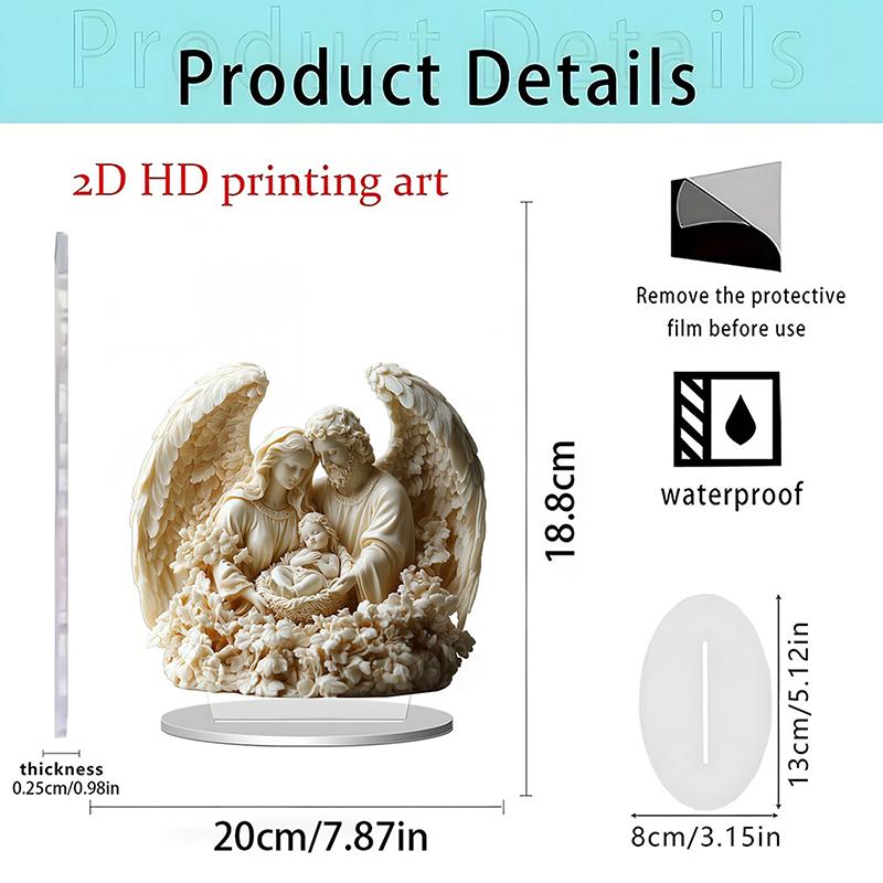 

2025 New Nativity Jesus Birth Scene Xmas Table Centerpiece Accessory 2D Flat Acrylic For Home Office Decoration Party Ornment A8