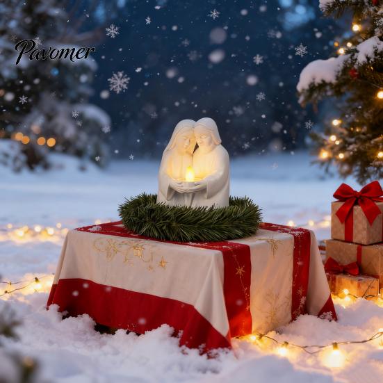 Party Decoration Lamp Candlestick Candle Holder Tealight Crib Advent Wreath Holiday Season Lighting Angel Shape Christmas Decorative Piece