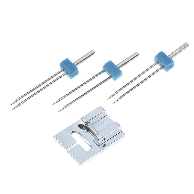 Drážková skládaná patka se 3 velikostmi sada dvojitých jehel s kolíkem pro šicí stroj Brother