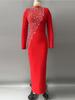 Elegant European & American Rhinestone Beaded Long-Sleeve Slim Fit Party Dress