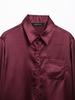 TAOP&ZA Women's Spring/Summer Elegant Solid Silk Satin Slim Fit Shirt