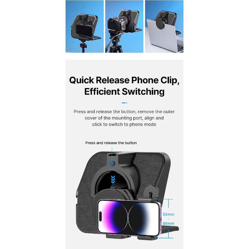 Ulanzi RT02 Teleprompter Universal Prompter Câmera DSLR Smartphone Tablet Laptop Teleprompter Transmissão ao Vivo Gravação de Vídeo