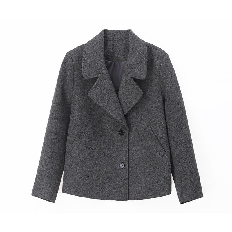 2024 Women's High-End Wool Coat: Petite Short Style with Suit Collar for Spring and Autumn