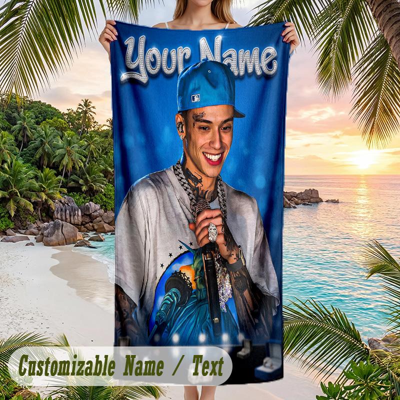 Central Cee Beach Towel, Personalized Custom Name Text, Quick Dry Large Absorbent Towel For Beach Pool
