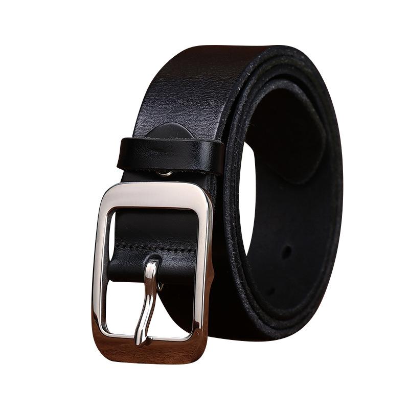Whole First Layer Cowhide Cut Stainless Steel Buckle Belt Men'S Genuine Leather Youth Simple Casual Jeans Belt Men'S