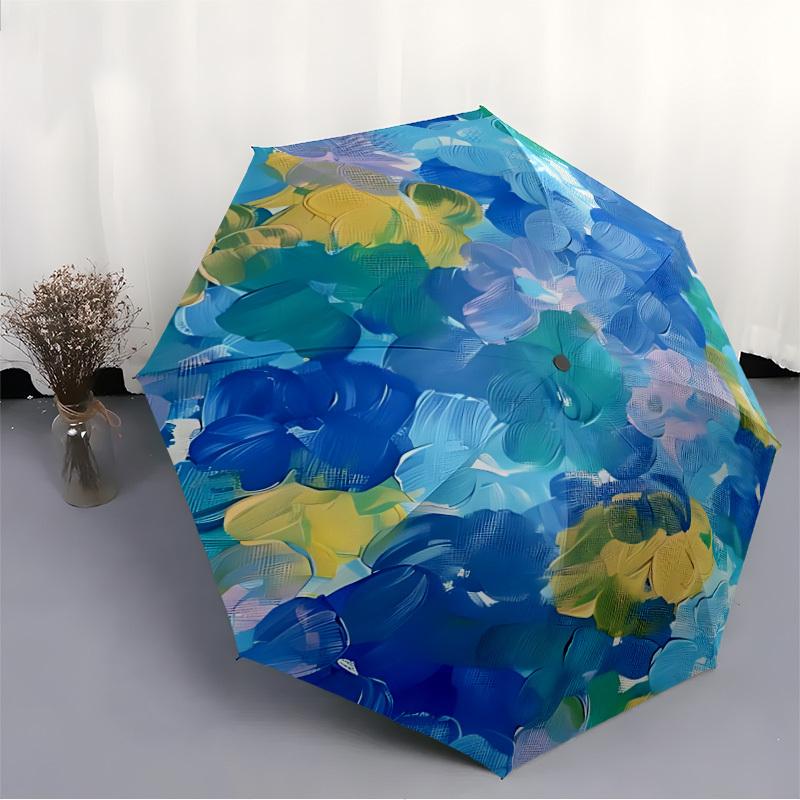 1pc Abstract Painting Automatic Open/Close Folding Umbrella - Compact 8-Rib Design, Daily Use, Perfect Gift for Friends & Family yy260327075
