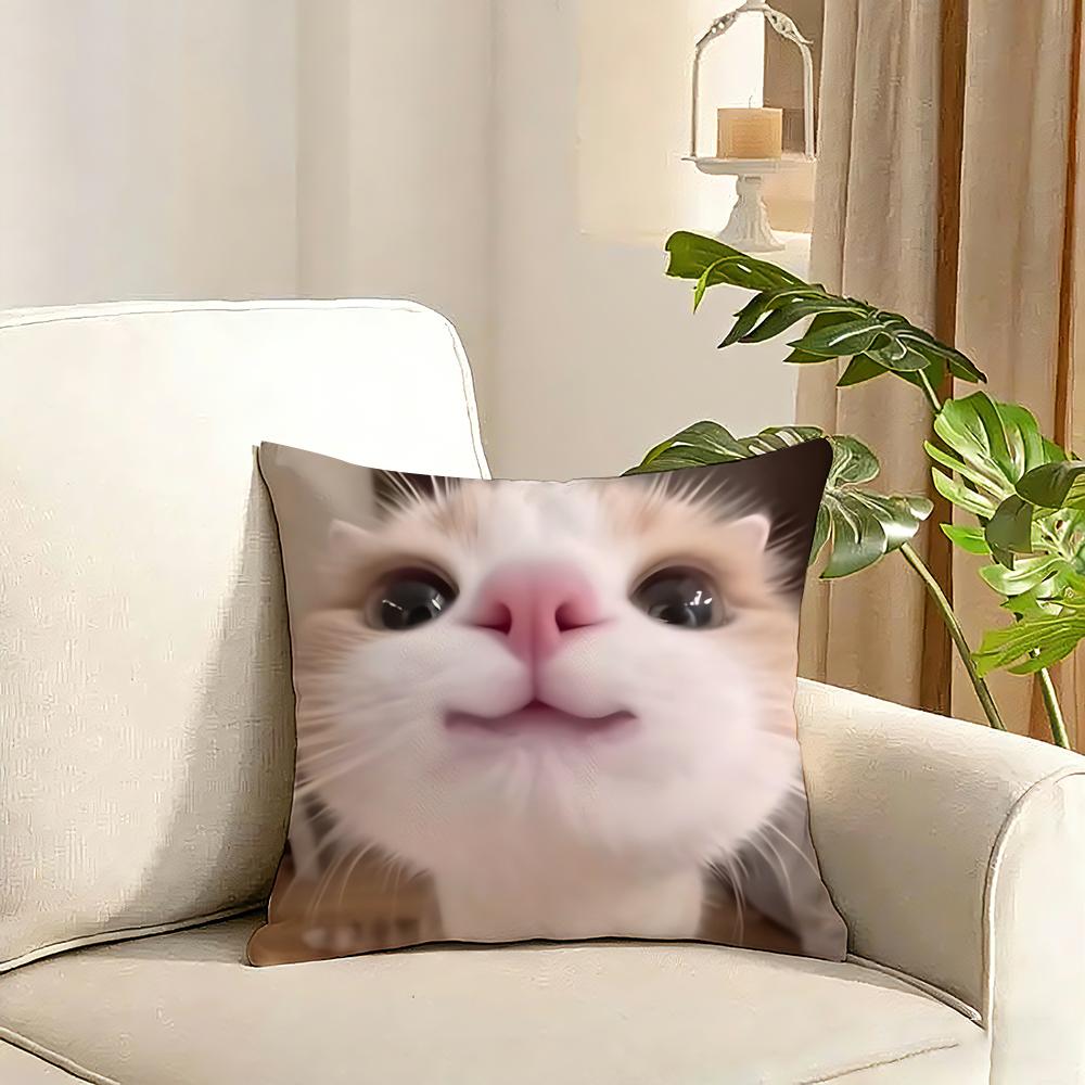 Cute Pet Animal Cushion Cover Reversible Plush Pillow Cover Soft Fluffy Home Decor for Sofa Bedroom