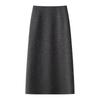 Women's Gray Wool High-Waist Bodycon Midi Skirt - Autumn/Winter 2024 A-Line Design