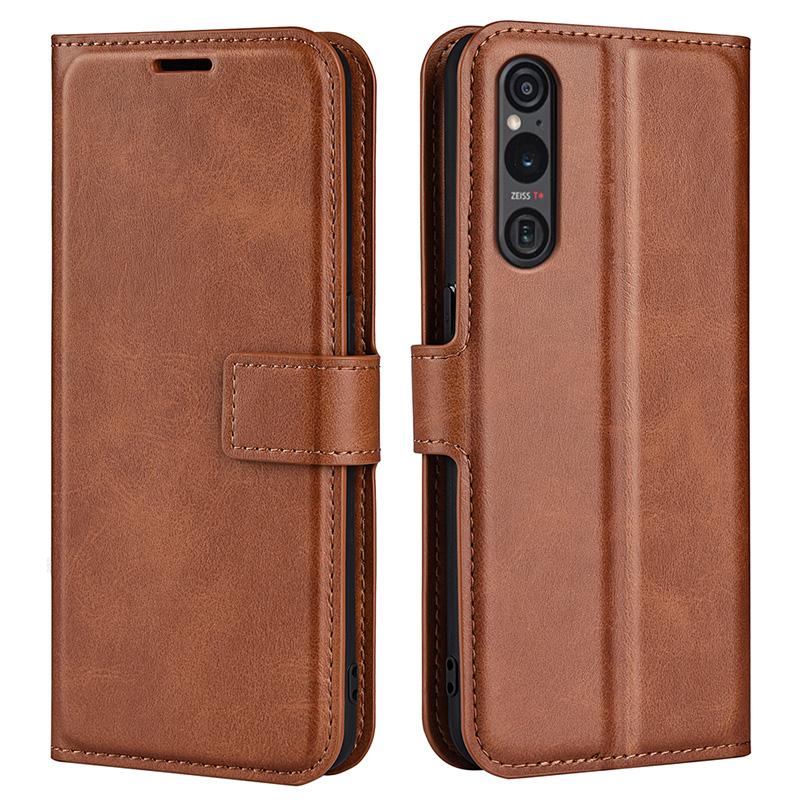 For Sony Xperia 1 VI Case Calf Texture Wallet PU Leather Flip Folio Phone Cover