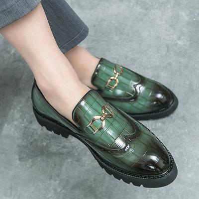 Fashionable Green Thick Soled Men's Shoes Casual Men Loafers Handmade Moccasins Breathable Slip On Footwear Male Oxford Shoes