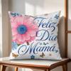 Feliz Dia MaMa Flowers Cushion Cover Natural Linen Organic Fabric DoubleSided Printing Couch Pillow Covers Home Decor
