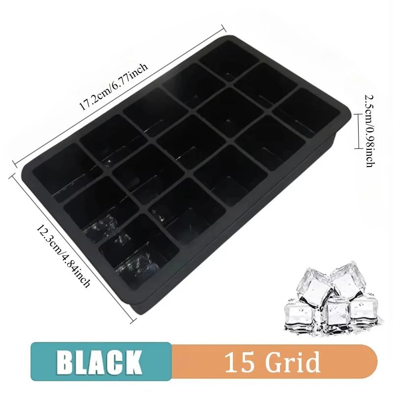 4/6/8/15Grids Silicone Ice Cube Molds Ice Molds Reusable Whiskey Ice Cube Molds Cocktail Freezer DIY Homemade Barware