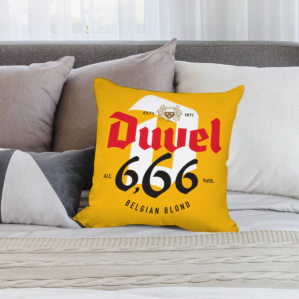 D-Duvel Beer Design Pillow Case Short Plush Pillow Covers Sofa Decorative Gift Home Double-sided Printing Cushion Cover