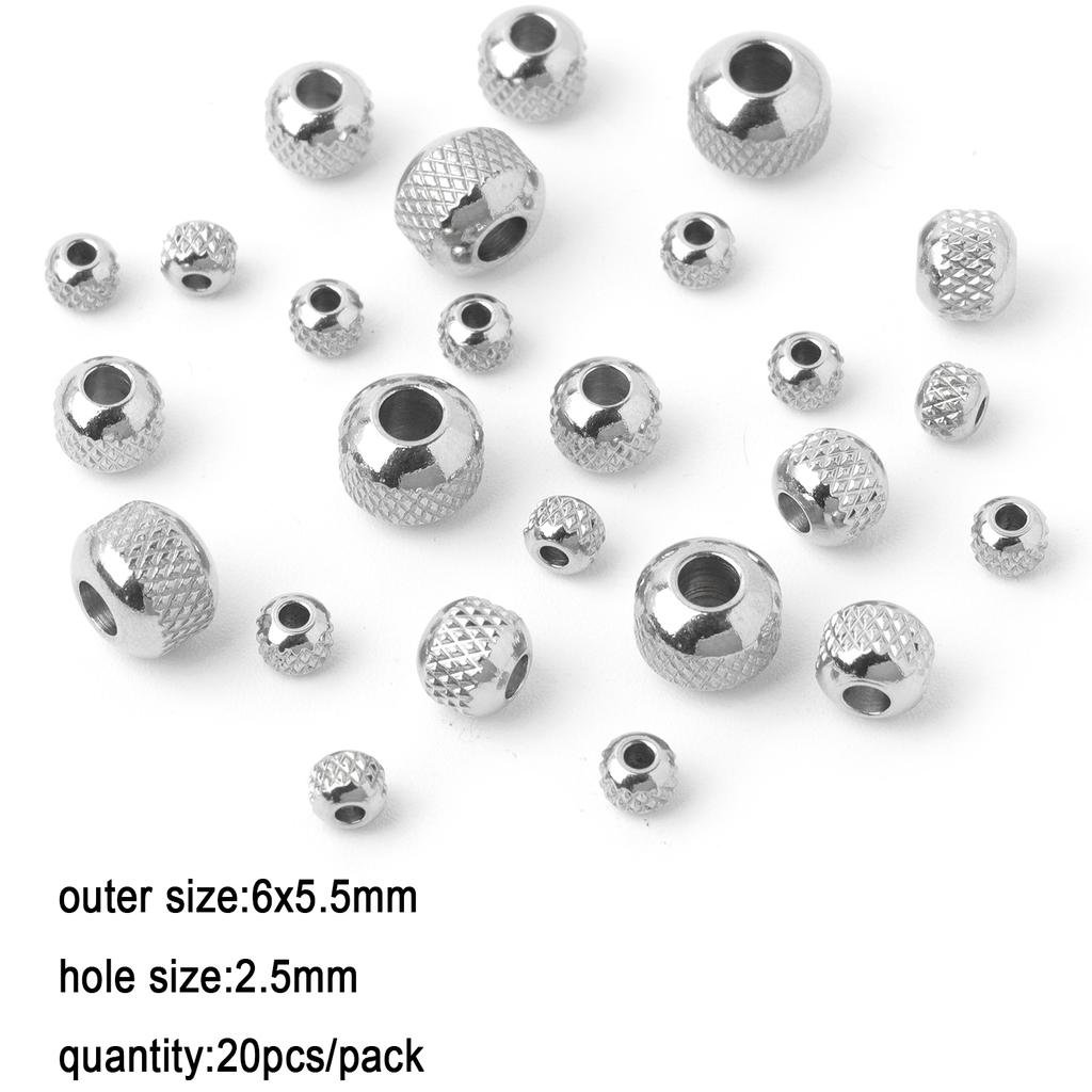 1pack Stainless Steel Loose Beads Screw Grid Oblique Straight Line Tube Shape Beads for Jewelry Making Diy Bracelet Accessories