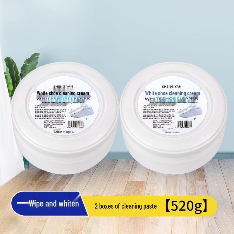 White Shoe Cleaning Kit: Whitening, Stain & Yellowing Remover with Deoxidizing Brush & Polishing Paste