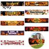 Záclona na fotokoutek na festival, Halloweenový plotový banner, Velký bannerový vlajka na zahradu 118 x 20 palců, Strašidelné kreativní rozložení scény Rekvizity Party závěsné