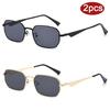 2pcs Fashion Metal Square Sunglasses Men Women Outdoor Casual Brand Unique Legs Sun Glasses Vintage Color Lens Eyeglasses UV400