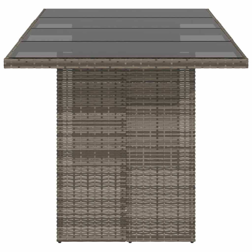 Garden Table with Glass Top Gray 190 X 80 X 75 Cm Poly Rattan