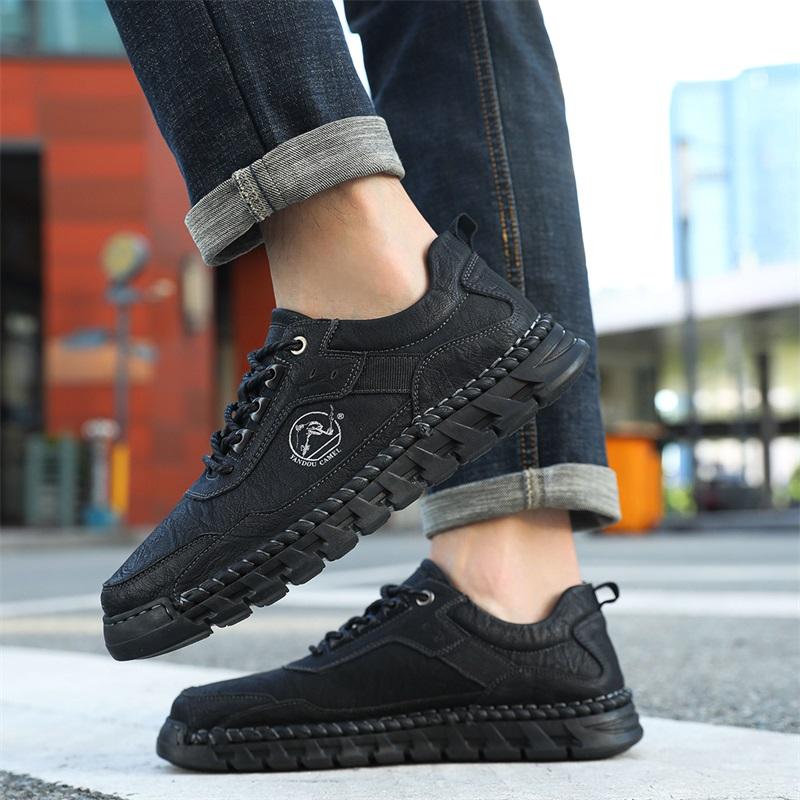 Outdoor Casual Leather Mens Shoes Retro Style Male Sneakers Adult Non Slip Casual Desert Hiking Footwear Treking Shoes Trainers