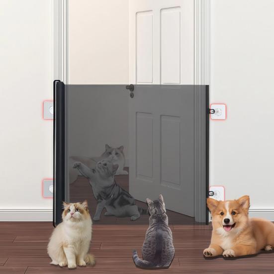 Zatahovací Pet Gate Síťová Pet Safety Gate Bezvrtací Instalace Vnitřní Venkovní Pet Bariéra Plot Domácí Dělící Stěna pro Schodiště Dveřní Otvory Ložnice