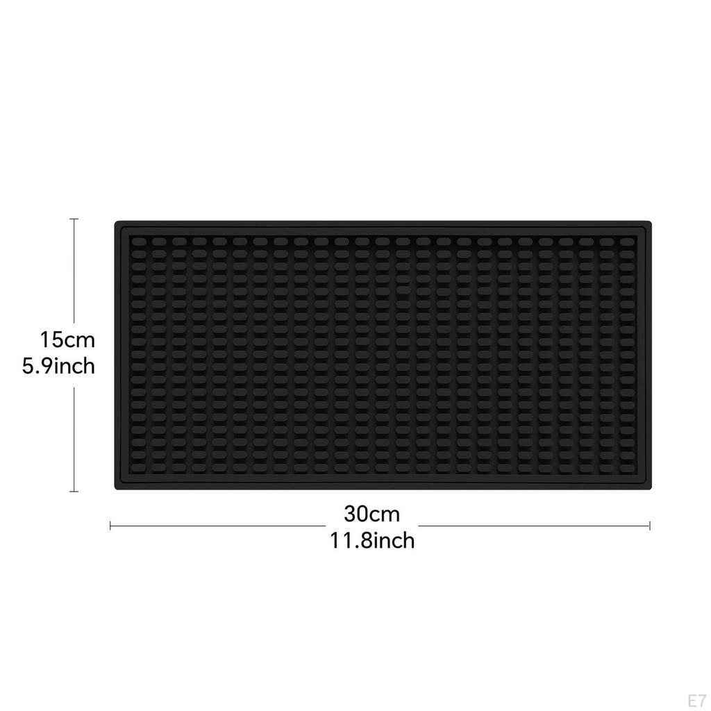 2 Pieces Silicone Bar Mat Countertop Easy Clean Drain Pad Glasses Drying for Restaurant Counter