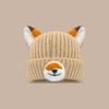 Cappello in Maglia Arancione a Volpe con Orecchie da Cartone Animato per Calore Invernale e Stile Casual