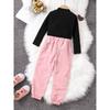 Autumn Children Clothing Knitted Pullover Top + Fashion Cargo Elastic Waist Long Pants Set
