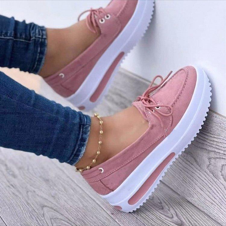 Spring solid color single shoes platform front lace-up shoes one pedal women's shoes