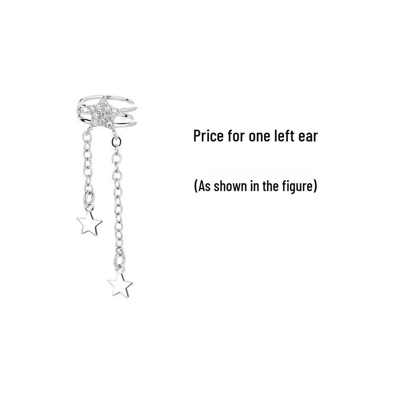 Good Morning Double-Layer Ear Cuff: Stylish No-Piercing Star Tassel with Sparkling Diamonds for Women