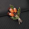 Rinhoo Flower Leaf Plant Pin Daisy Sunflower Pomegranate Flower Magnolia Beetle Daffodil Bouquet Enamel Brooch Wedding Jewelry