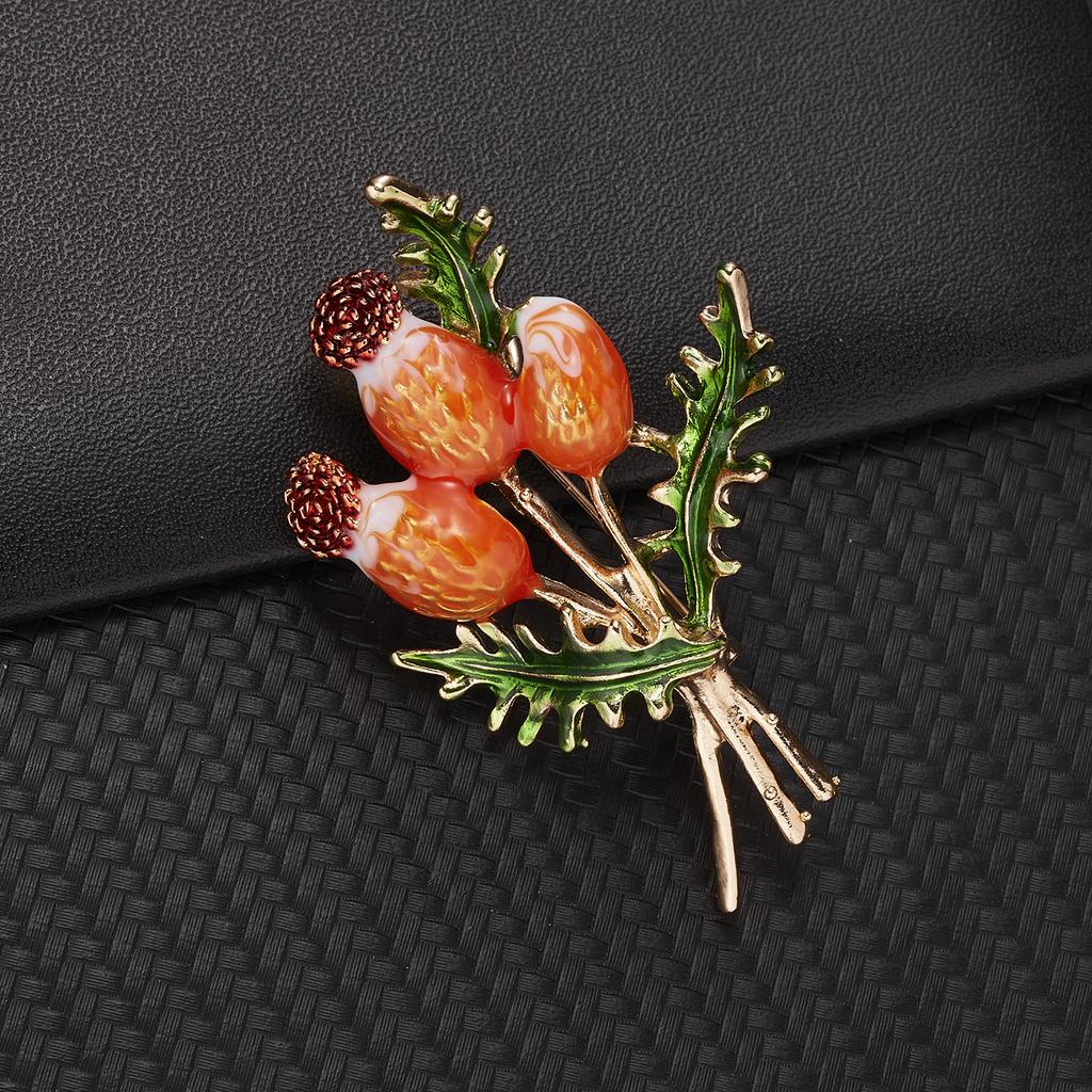 Rinhoo Flower Leaf Plant Pin Daisy Sunflower Pomegranate Flower Magnolia Beetle Daffodil Bouquet Enamel Brooch Wedding Jewelry