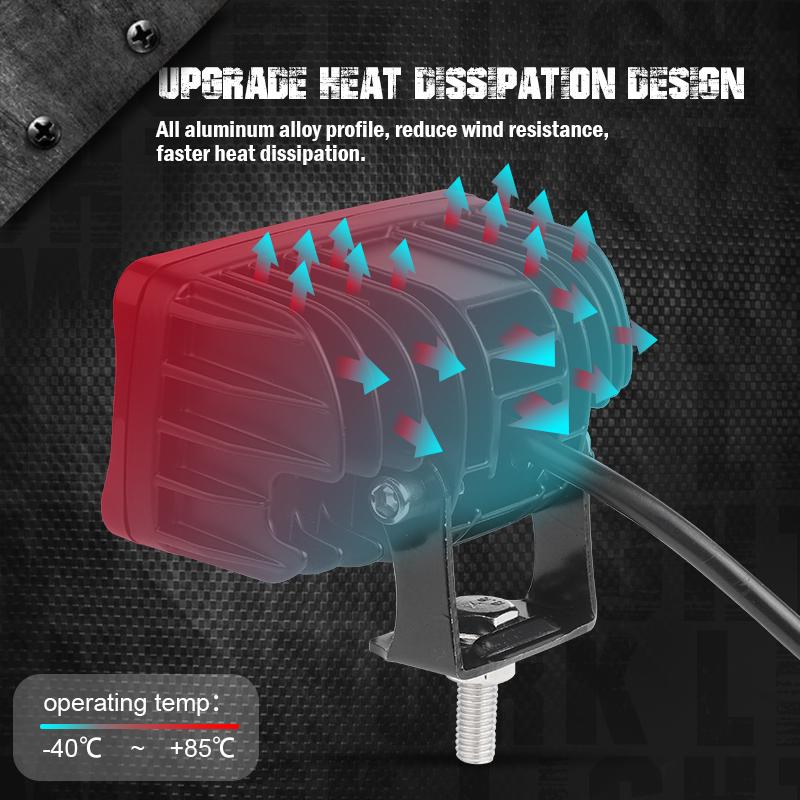 4-inch 8D Lens LED Rectangular Work Lamp Angel Eyes Halo Driving Light Reverse Fog Light for Car Truck ATV Motocycle UTV Pickup