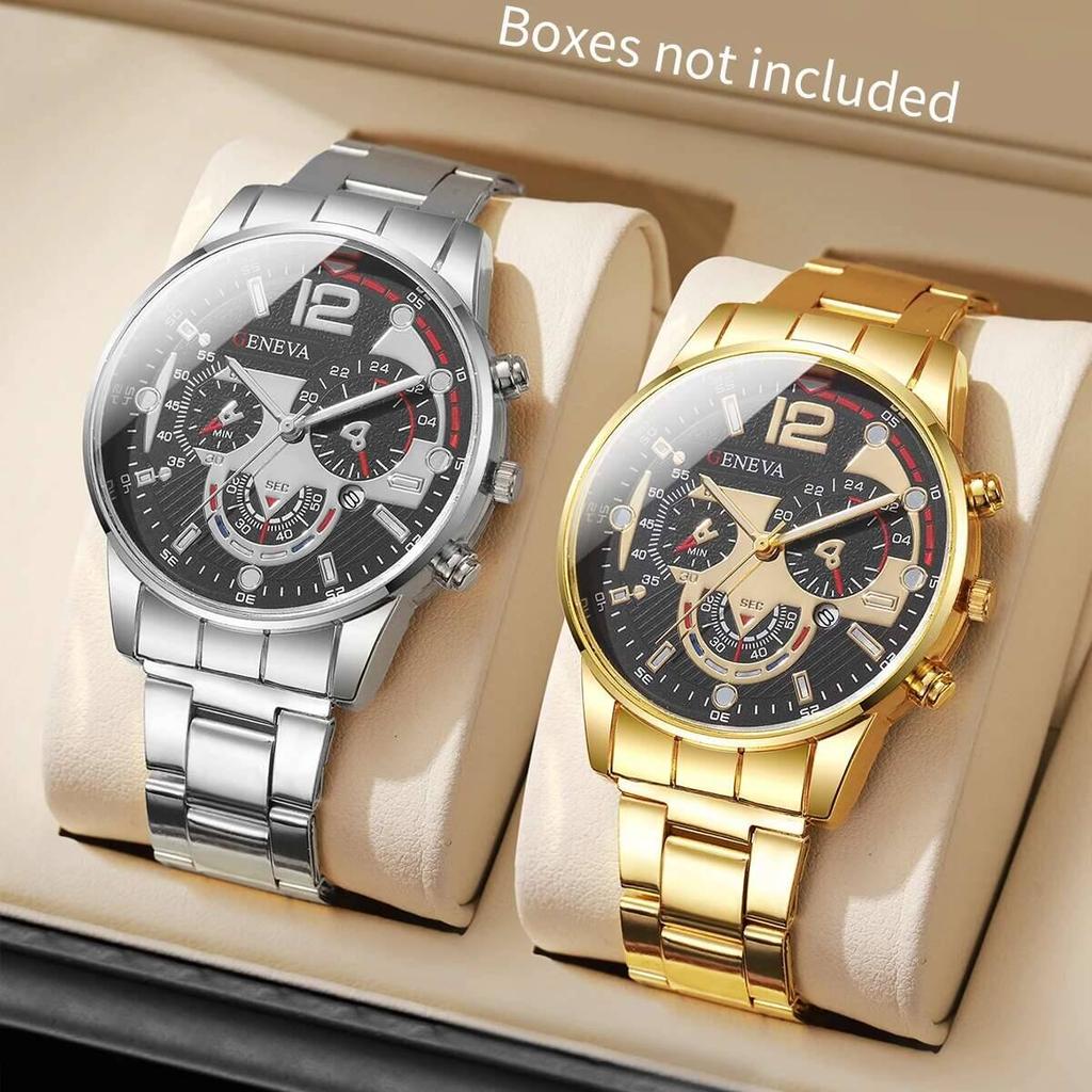 2PCS/Set Fashion Men Business Watches Luxury Analog Quartz Watch With Calendar For Men's Clock Reloj Hombre