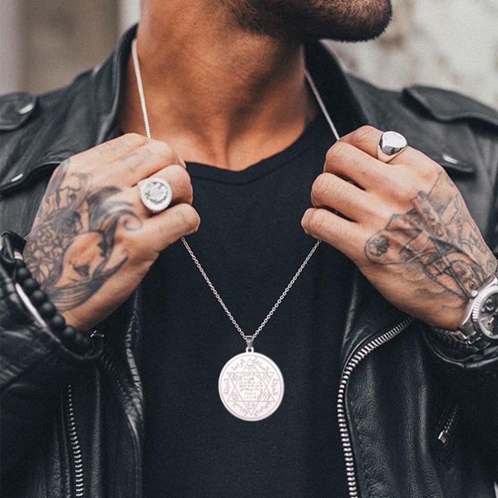 Solomon Seal Necklace Stainless Steel King Prophet Hexagram Star Pendant Necklaces Religious Protection Amulet Jewelry