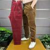 Cord Cargohose Herren Einfach Locker Retro Lässig Elastisch Arbeit Spleißen Mehrere Taschen Rippbein Jogginghose