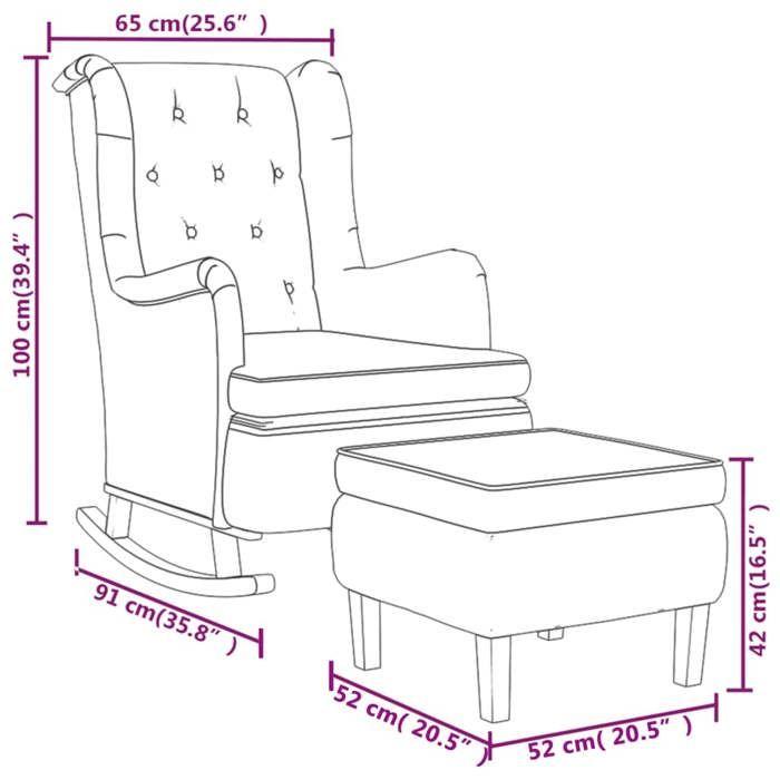 VidaXL Fauteuil avec Pieds à Bascule et Tabouret Chaise à Bascule avec Repose-pied Meuble de Salon Chambre à Coucher 3121272