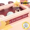 Wooden ice cream shop for children, toy, trolley on wheels, ice cream scoops, sticks