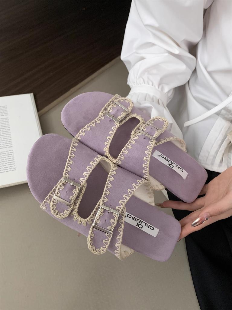 Xiaoxiangfeng Flat-bottomed Cool Slippers Women's Summer Outer Wear Summer Sandals Women's Seaside Beach with Skirt One-word Slippers