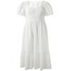 Sancai 2025 Summer Plus Size White Embroidered Cotton Square Neck Dress