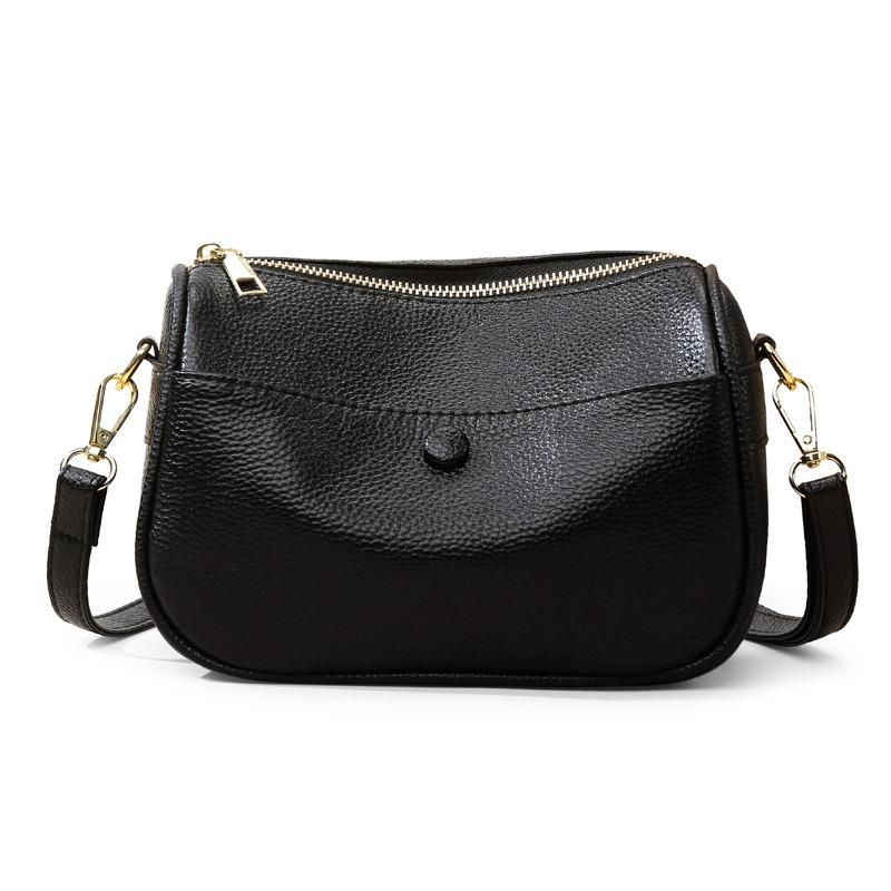 Bag new simple and fashionable multi-layer large-capacity women's bag shoulder bag first layer cowhide messenger bag bag
