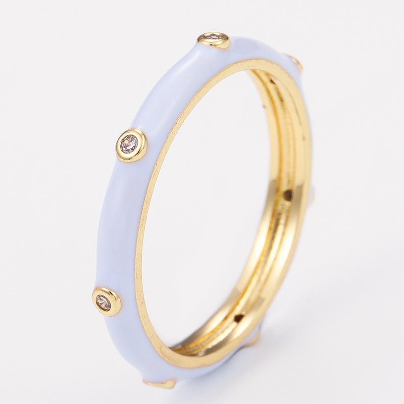 

Кольцо Kenjie из эмалированной меди с цирконом – Женское SS2023, цвета макарон Diameter 17mm