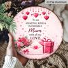 2D Flat, 1pc Round Aluminum Hanging Sign - "To an Amazing Mum" Pink Heart & Rose Metal Wall Art, Sweet Love Quote Design, Perfect for Mother's Day