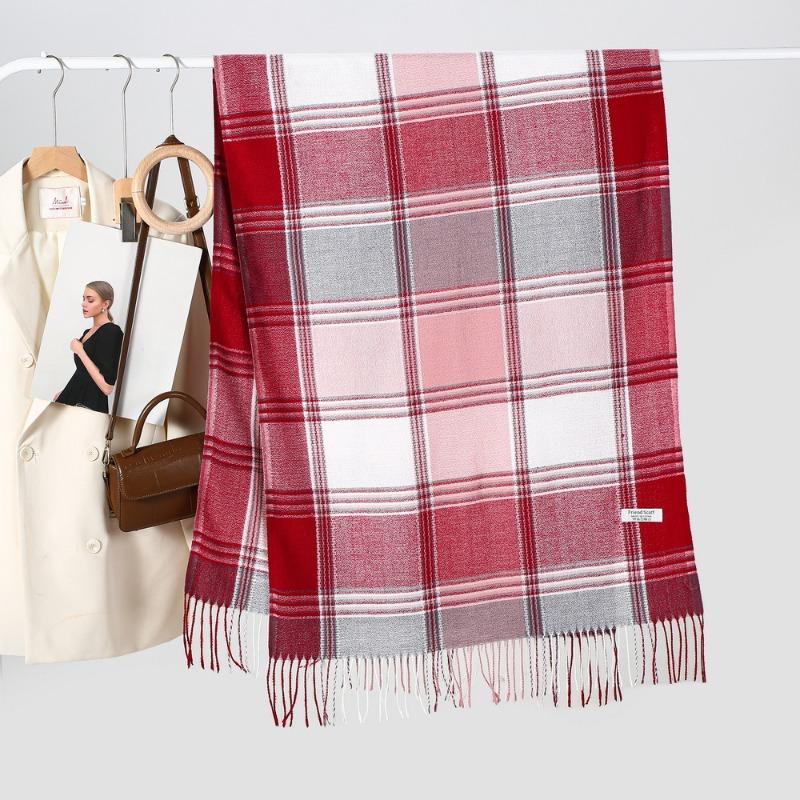Fashion Classic Color Plaid Scarf Women's Autumn and Winter Cold and Warm Imitation Cashmere Scarf Men and Women
