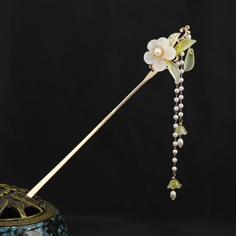 

Ландыш мори цветок ручной работы бахромчатая заколка для волос женская ретро шаг ципао заколка для волос Ханфу заколка для волос украшение для пучка