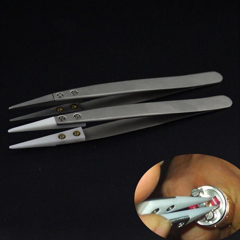 Steel Ceramic Stainless Pointed Tip Tweezer Heat Resistant Antistatic Antiacid